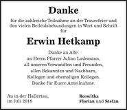 Traueranzeige Erwin Hetkamp