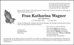 Traueranzeige Katharina Wagner