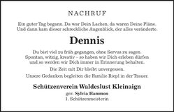 Traueranzeige Dennis Riepl