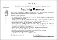 Traueranzeige Ludwig Baumer