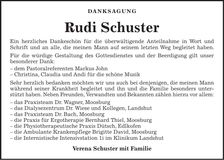 Traueranzeige Rudi Schuster