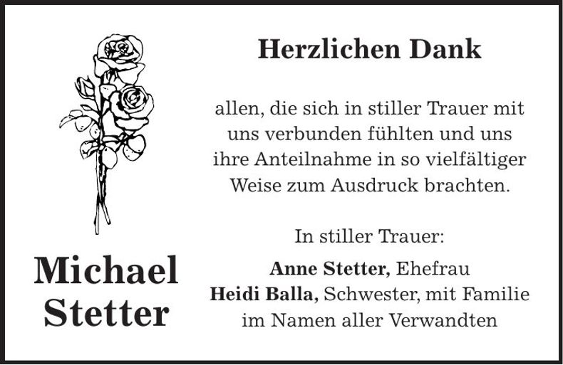 Traueranzeige Michael Stetter