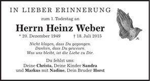 Traueranzeige Heinz Weber