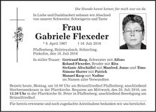 Traueranzeige Gabriele Flexeder