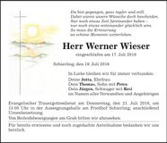 Traueranzeige Werner Wieser