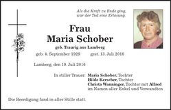 Traueranzeige Maria Schober