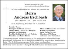 Traueranzeige Andreas Eschbach