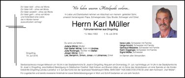 Traueranzeige Karl Müller