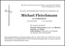 Traueranzeige Michael Fleischmann
