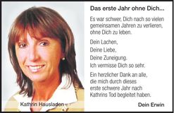 Traueranzeige Kathrin Hausladen