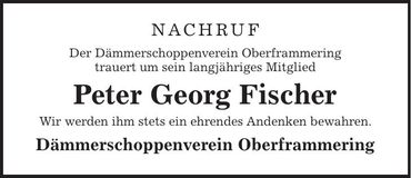 Traueranzeige Peter Georg Fischer