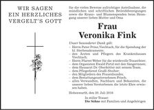 Traueranzeige Veronika Fink
