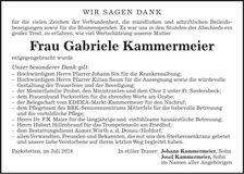 Traueranzeige Gabriele Kammermeier