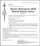 Traueranzeige Rudolf Johann MSGR BGR Salzer