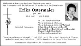 Traueranzeige Erika Ostermaier