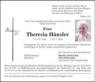Traueranzeige Theresia Häusler