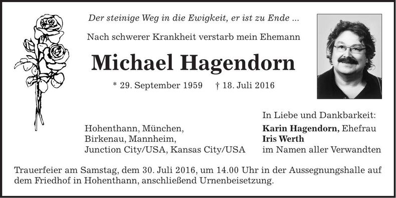 Traueranzeige Michael Hagendorn