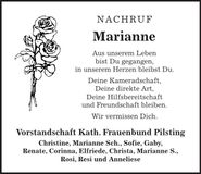 Traueranzeige Marianne Stutz