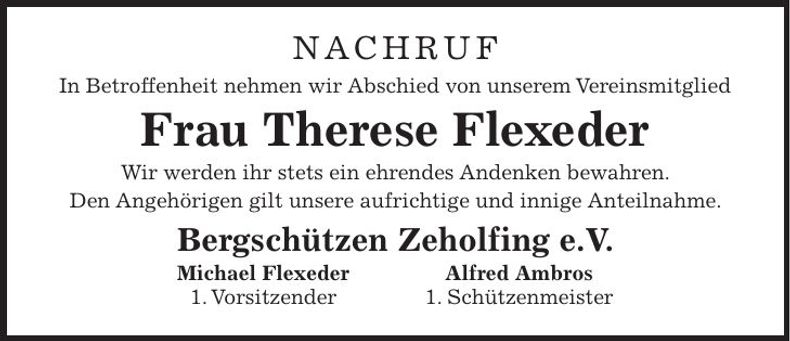 Traueranzeige Therese Flexeder