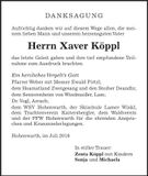 Traueranzeige Xaver Köppl