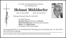 Traueranzeige Helmut Mühldorfer