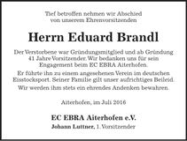 Traueranzeige Eduard Brandl