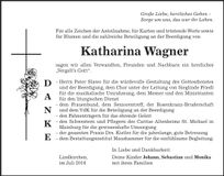 Traueranzeige Katharina Wagner