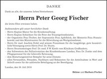 Traueranzeige Peter Georg Fischer