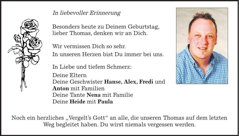 Traueranzeige Thomas Summer