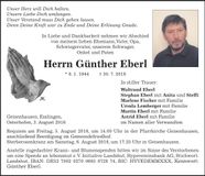 Traueranzeige Günther Eberl