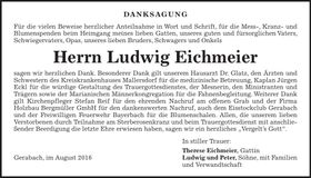 Traueranzeige Ludwig Eichmeier