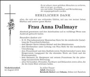 Traueranzeige Anna Dallmayr