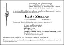 Traueranzeige Herta Zimmer