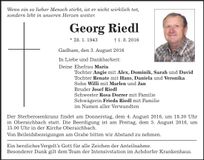 Traueranzeige Georg Riedl