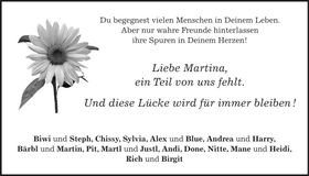Traueranzeige Martina Dreier