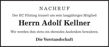 Traueranzeige Adolf Kellner