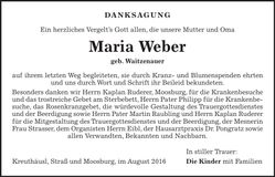 Traueranzeige Maria Weber