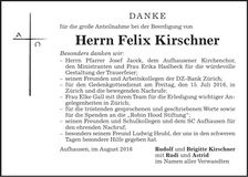 Traueranzeige Felix Kirschner