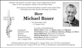Traueranzeige Michael Bauer