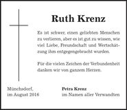 Traueranzeige Ruth Krenz