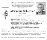 Traueranzeige Marianne Schichler