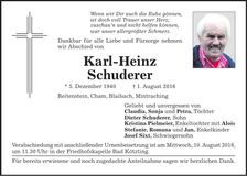 Traueranzeige Karl-Heinz Schuderer