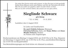 Traueranzeige Sieglinde Schwarz