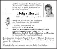 Traueranzeige Helga Resch