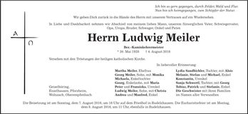 Traueranzeige Ludwig Meiler