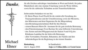 Traueranzeige Michael Ehner