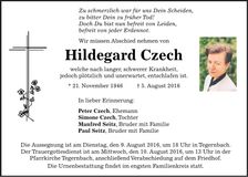 Traueranzeige Czech Hildegard