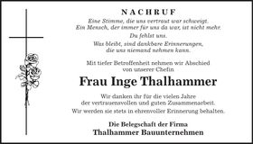Traueranzeige Inge Thalhammer