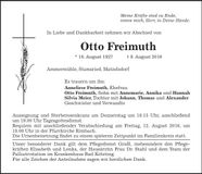 Traueranzeige Otto Freimuth
