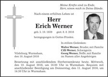 Traueranzeige Erich Werner